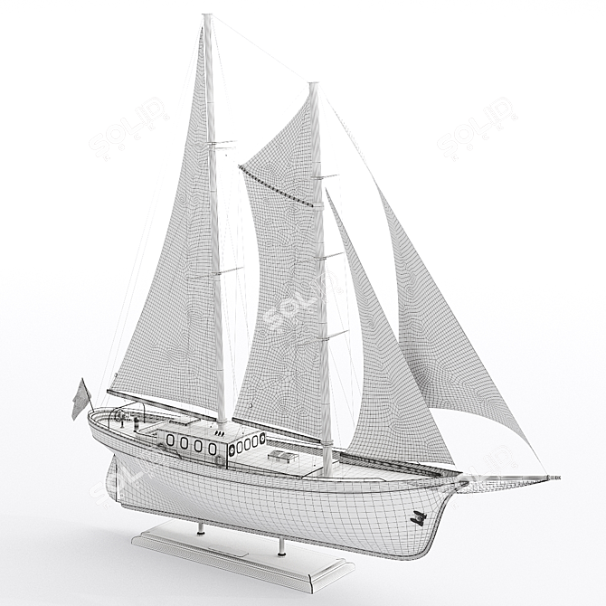 Silver Schooner Model Boat Kit 3D model image 6