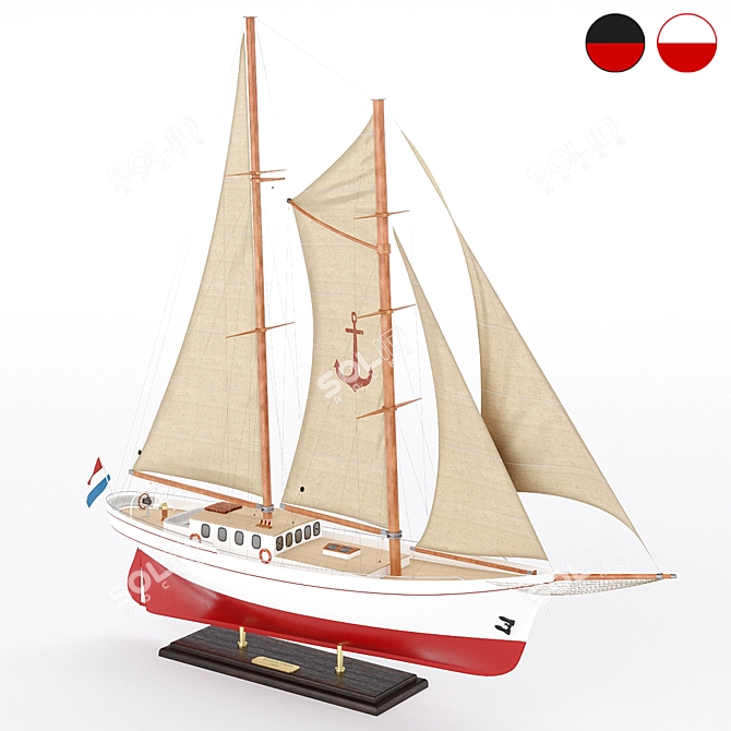 Silver Schooner Model Boat Kit 3D model image 7