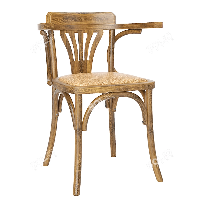 Antique Natural Wooden Vienna Chair 3D model image 1