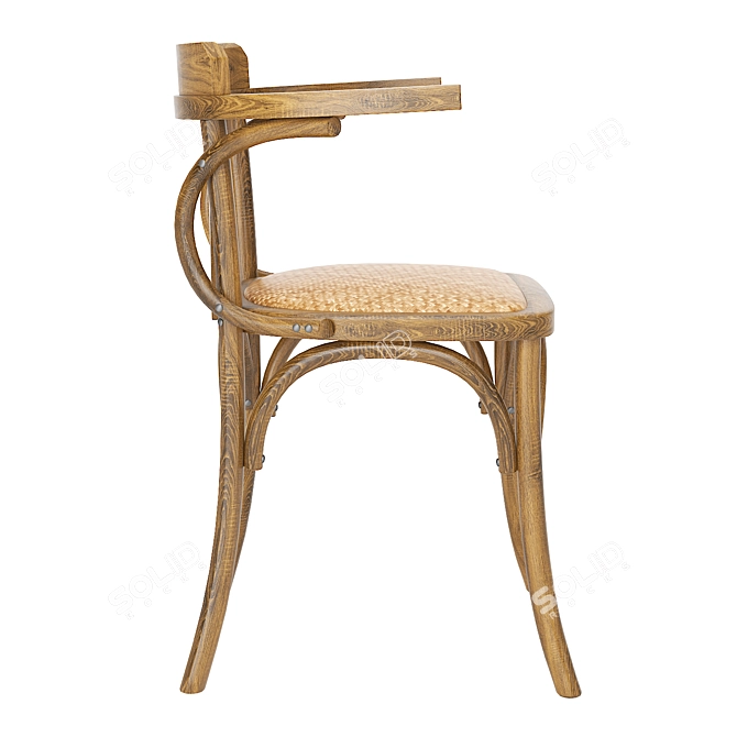 Antique Natural Wooden Vienna Chair 3D model image 2