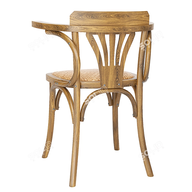 Antique Natural Wooden Vienna Chair 3D model image 3