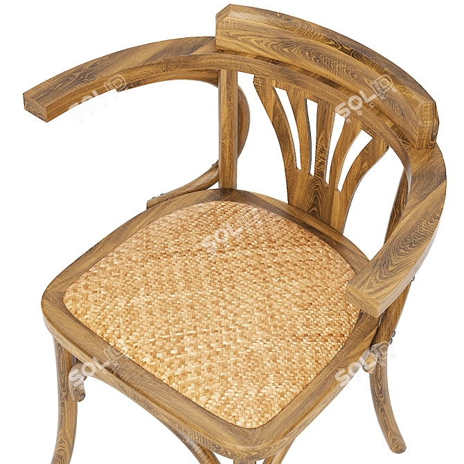 Antique Natural Wooden Vienna Chair 3D model image 4