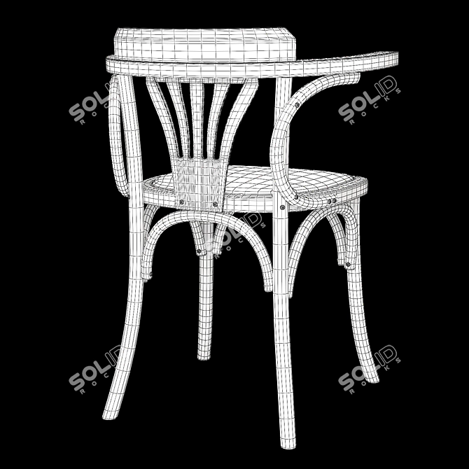 Antique Natural Wooden Vienna Chair 3D model image 6