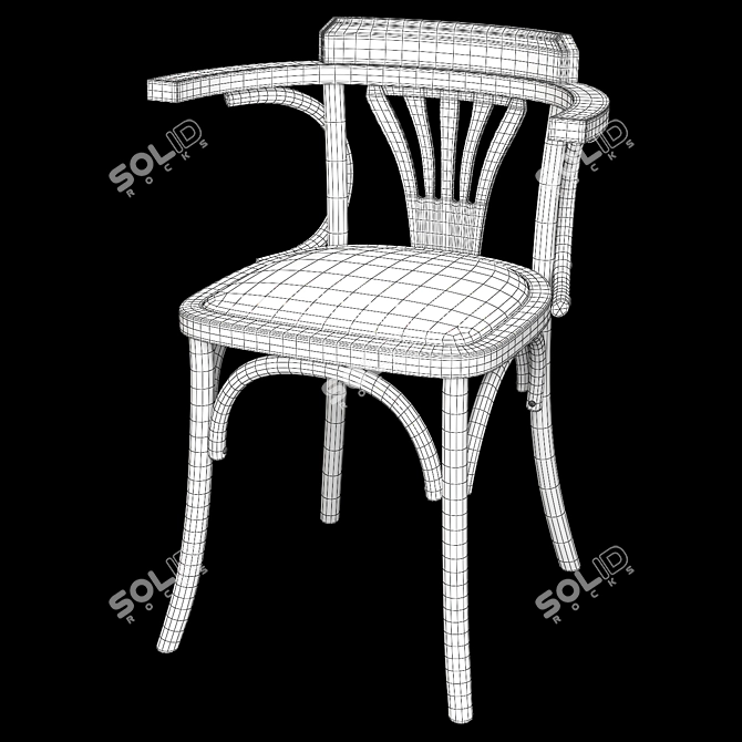 Antique Natural Wooden Vienna Chair 3D model image 7