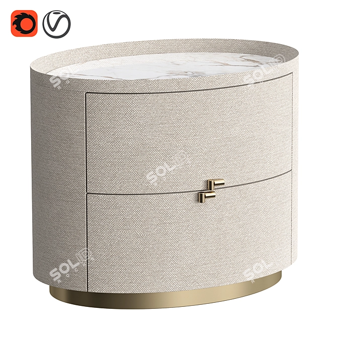 Marble Gloss Bedside Table 3D model image 1