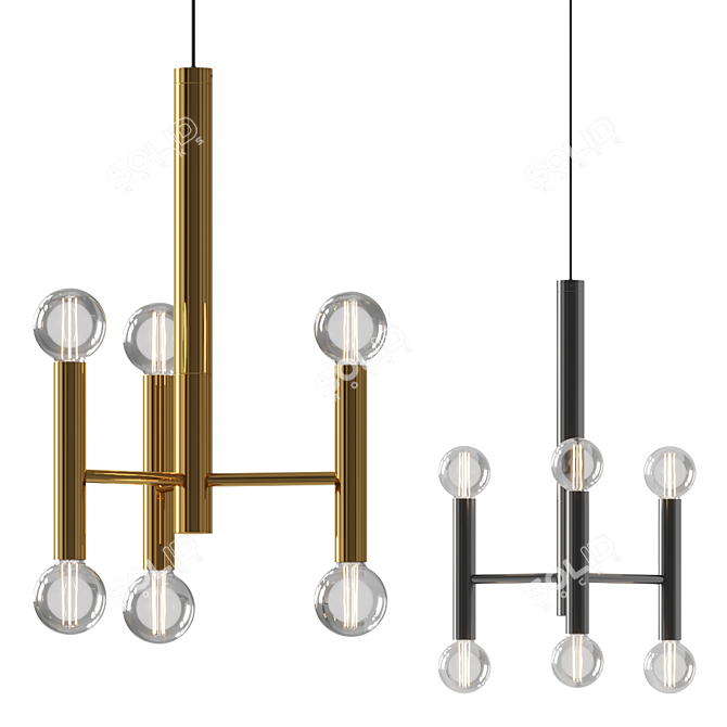 Modern Parker 6 Light Pendant 3D model image 1