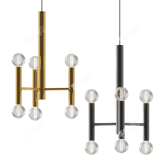 Modern Parker 6 Light Pendant 3D model image 2