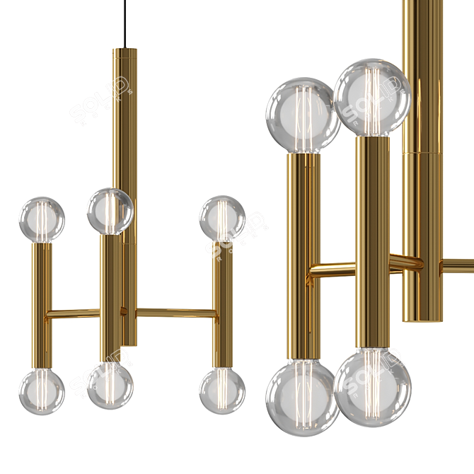 Modern Parker 6 Light Pendant 3D model image 3