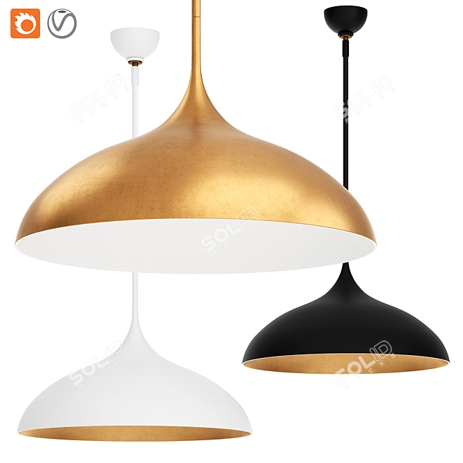 Chic Modern Pendant in 3 Colors 3D model image 1