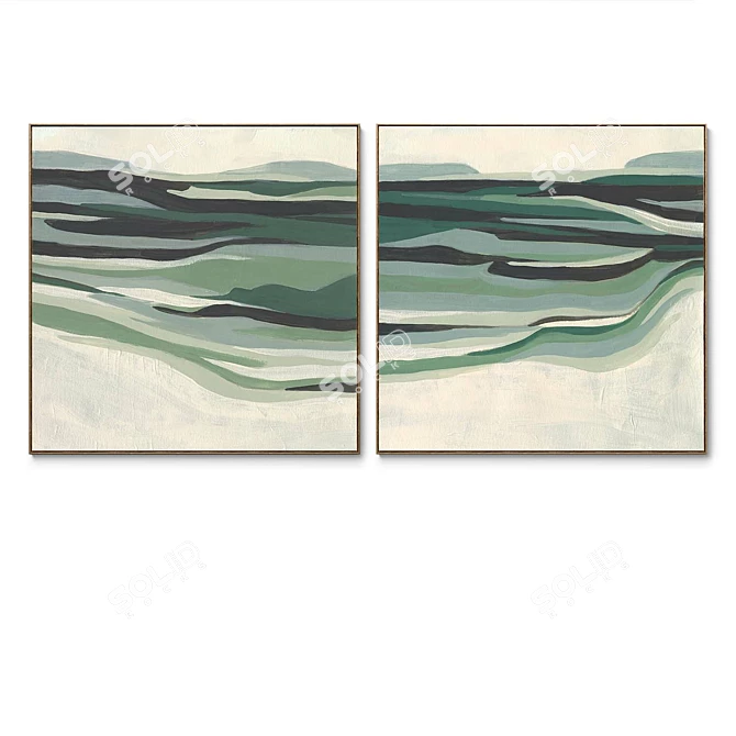 Abstract Plaster Square Frame Set 3D model image 3