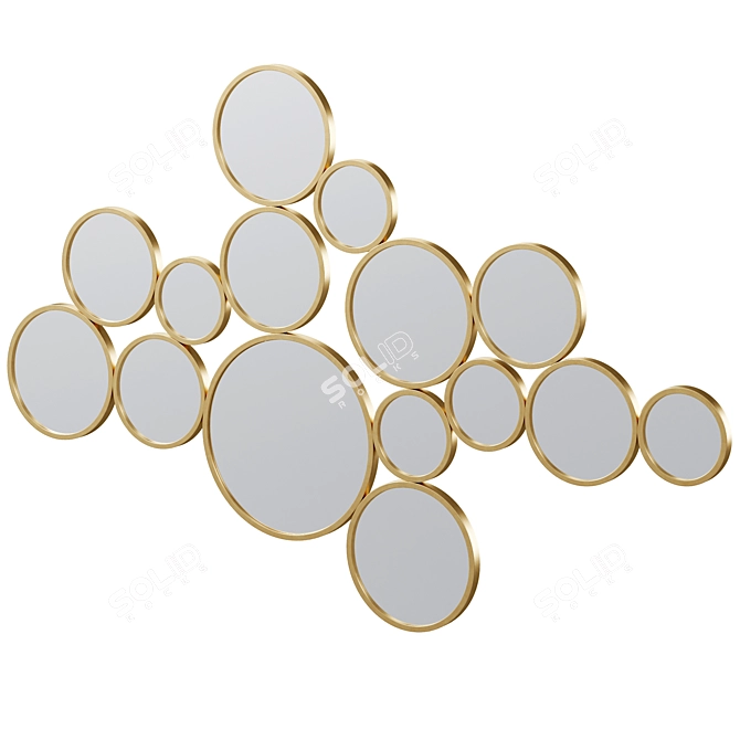 Reflective Elegance Brass Wall Mirror 3D model image 1