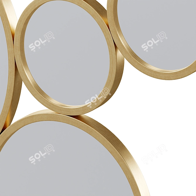 Reflective Elegance Brass Wall Mirror 3D model image 2