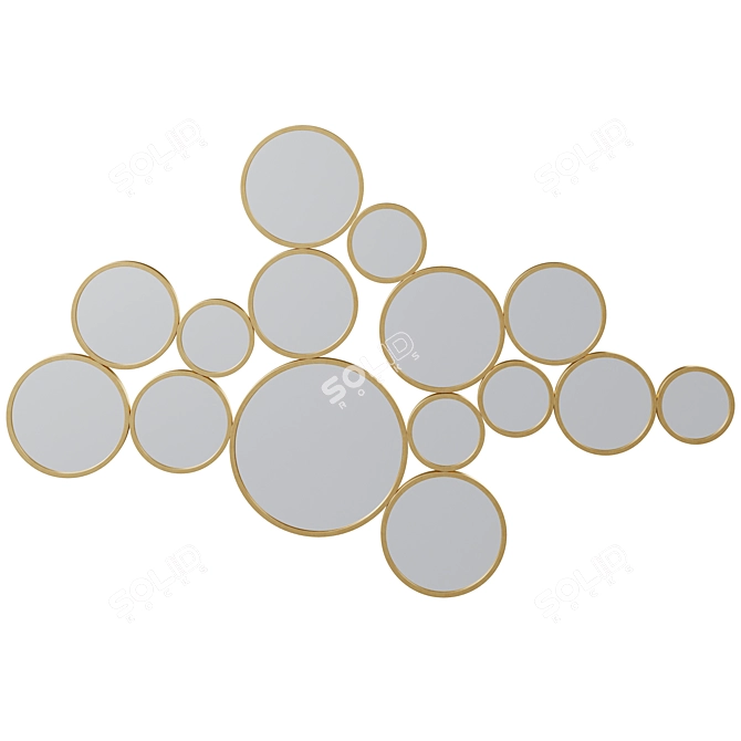 Reflective Elegance Brass Wall Mirror 3D model image 3