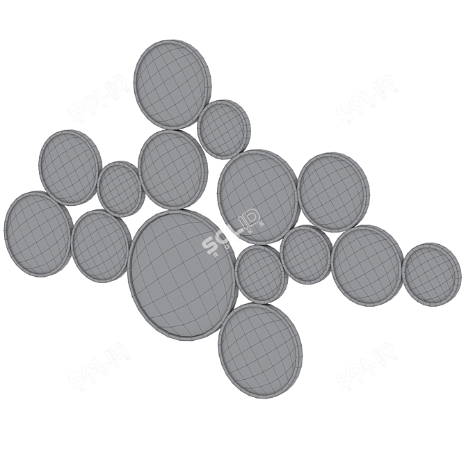 Reflective Elegance Brass Wall Mirror 3D model image 4