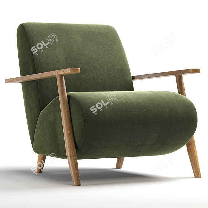 Title: Scandinavian Style Meghan Armchair 3D model image 3