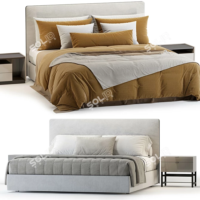 Sleek Design Molteni RIBBON Bed 3D model image 1