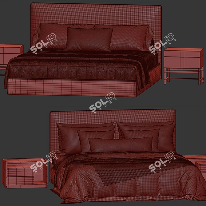 Sleek Design Molteni RIBBON Bed 3D model image 5