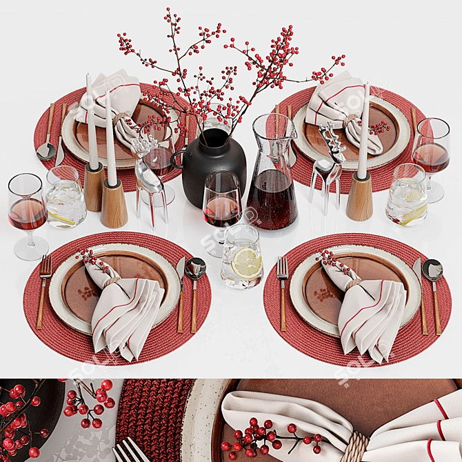 Modern Table Setting with Zara Home Utensils 3D model image 1