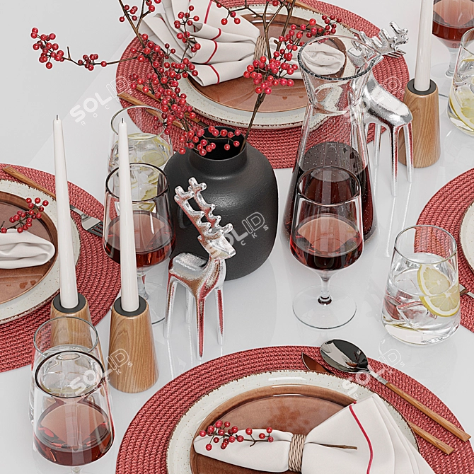 Modern Table Setting with Zara Home Utensils 3D model image 4