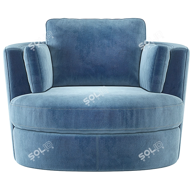 Luxury Velvet Swivel Chair 3D 3D model image 2