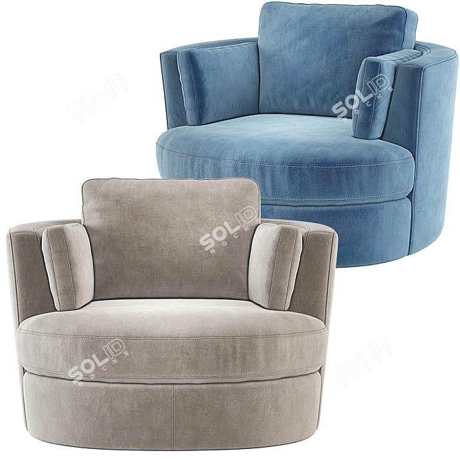 Luxury Velvet Swivel Chair 3D 3D model image 4