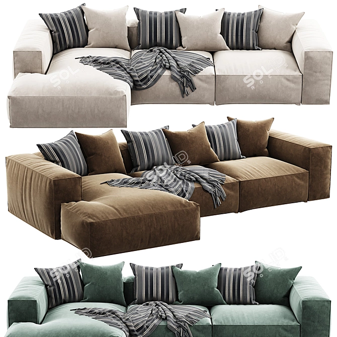 Luxury Arflex Sofa Longue Chaise 3D model image 1