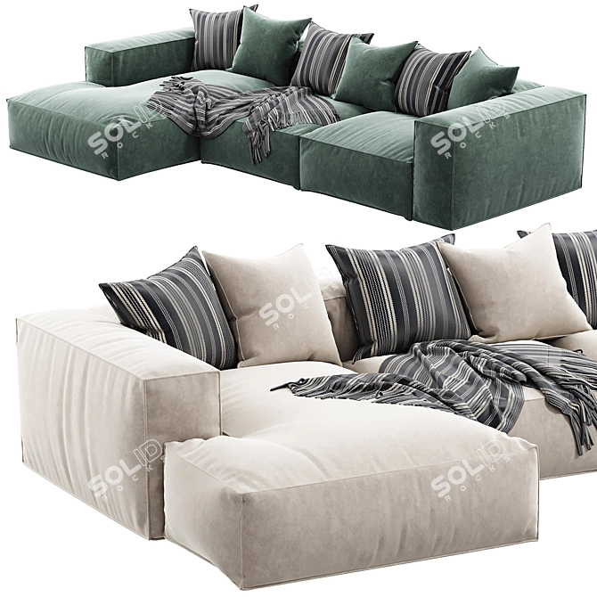 Luxury Arflex Sofa Longue Chaise 3D model image 3