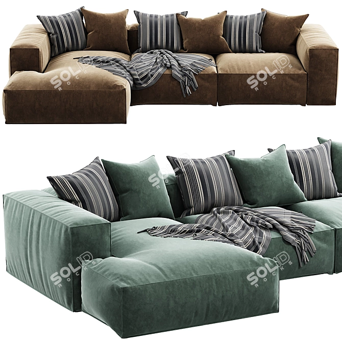 Luxury Arflex Sofa Longue Chaise 3D model image 4