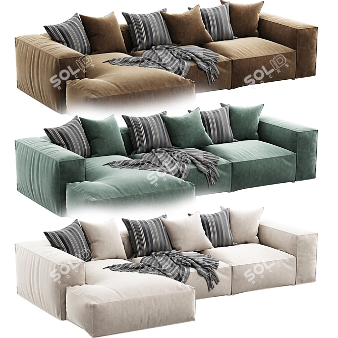 Luxury Arflex Sofa Longue Chaise 3D model image 6