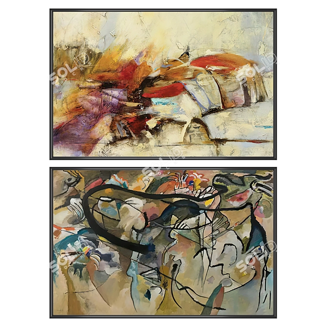 Artwork Set with Multiple Frames 3D model image 1