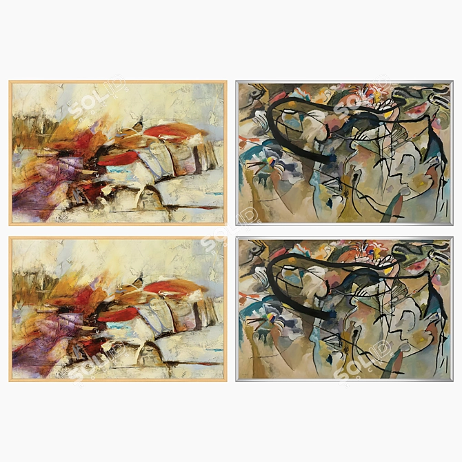 Artwork Set with Multiple Frames 3D model image 3