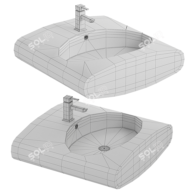 Isabella Rectangular Porcelain Vessel White 3D model image 2