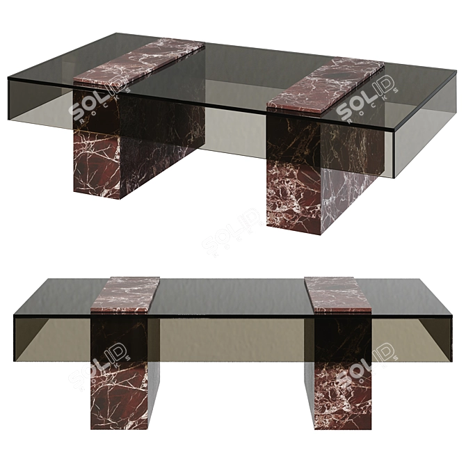 Modern Marble Glass Coffee Table 3D model image 1