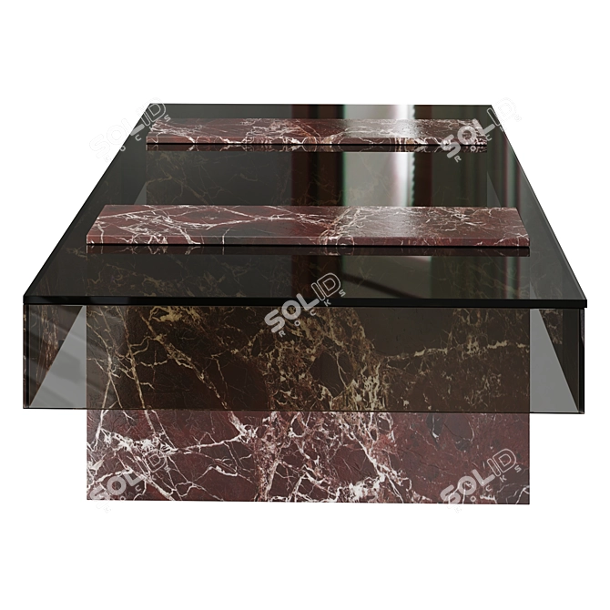 Modern Marble Glass Coffee Table 3D model image 2