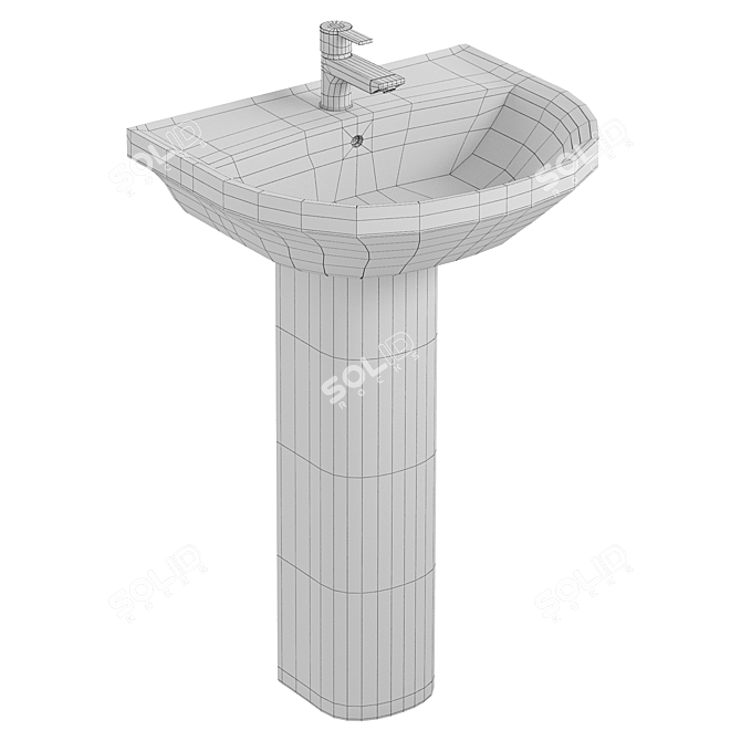 Eurovit 1 Tap Pedestal Basin 3D model image 2