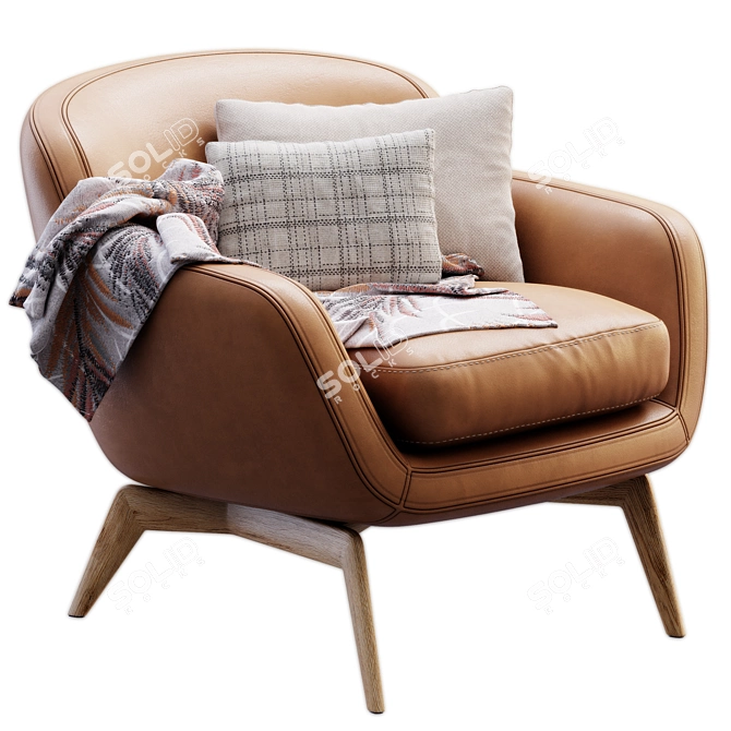 Stylish Leather Armchair Furniture Design 3D model image 4
