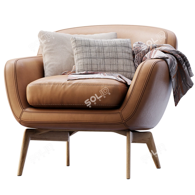 Stylish Leather Armchair Furniture Design 3D model image 5