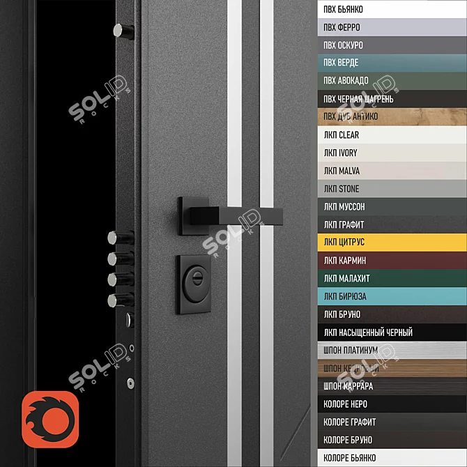 Modern Urban Style Entry Door 3D model image 2