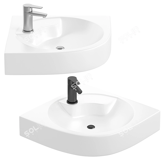 Modern Corner Washbasin Design 3D model image 1