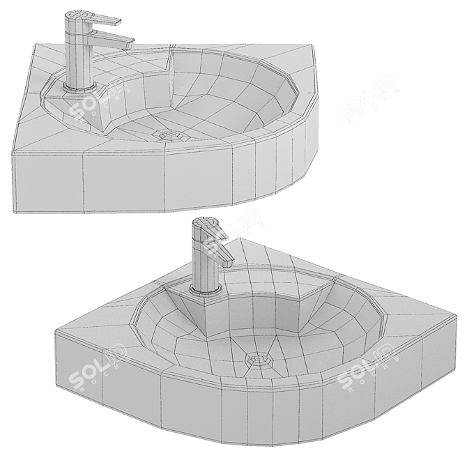 Modern Corner Washbasin Design 3D model image 2