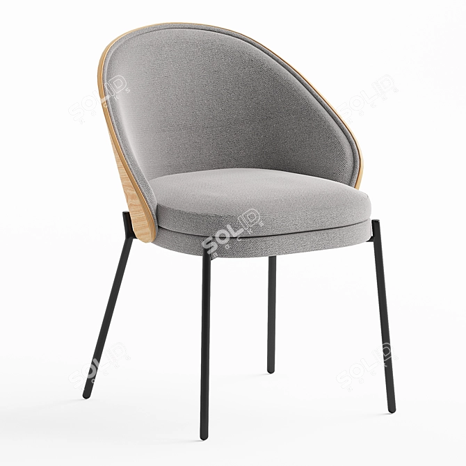 Eamy Light Grey Ash Chair 3D model image 1