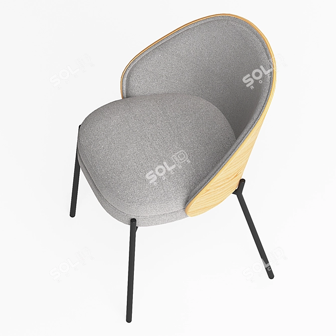 Eamy Light Grey Ash Chair 3D model image 4