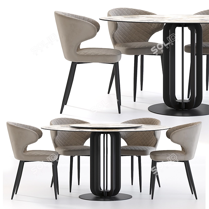 Bolzano Dining Set with B606 Stool 3D model image 1