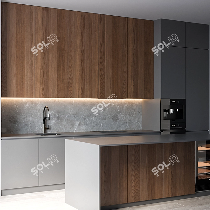 Modern Kitchen Cabinet Set Mesh & Miele 3D model image 3