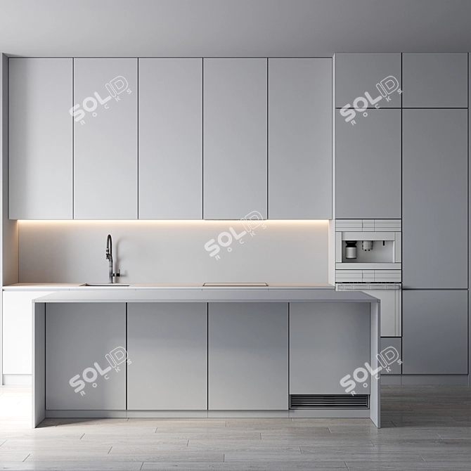 Modern Kitchen Cabinet Set Mesh & Miele 3D model image 6