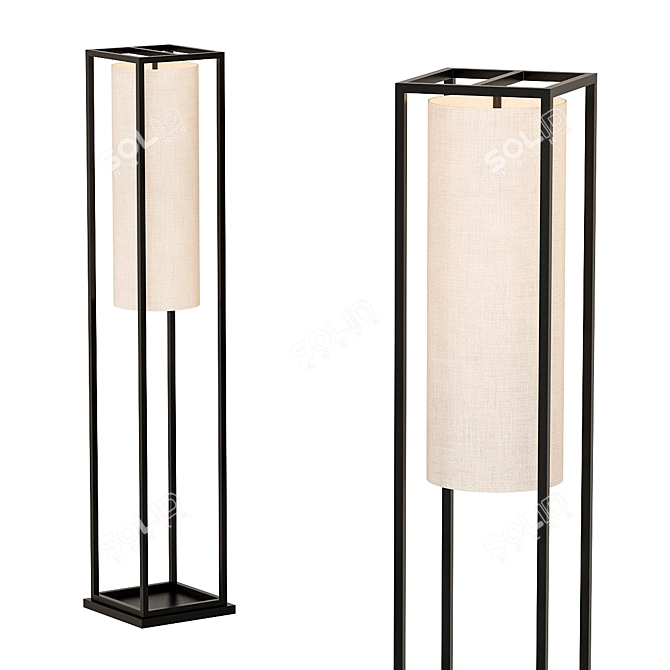 Minimalist Silver Floor Lamp 3D model image 1