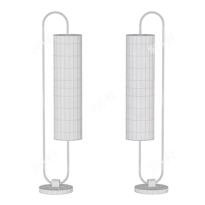 Modern Brushed Nickel Floor Lamp 3D model image 2