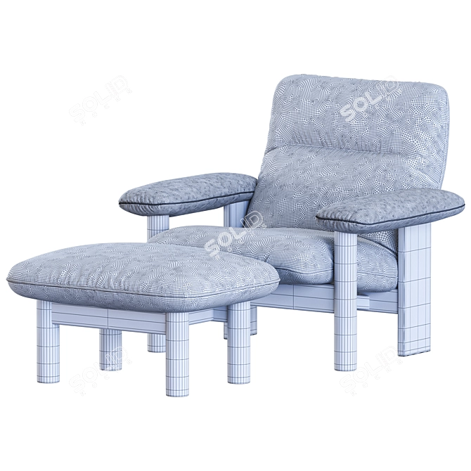 Stylish brasilia Armchair Set 3D model image 6