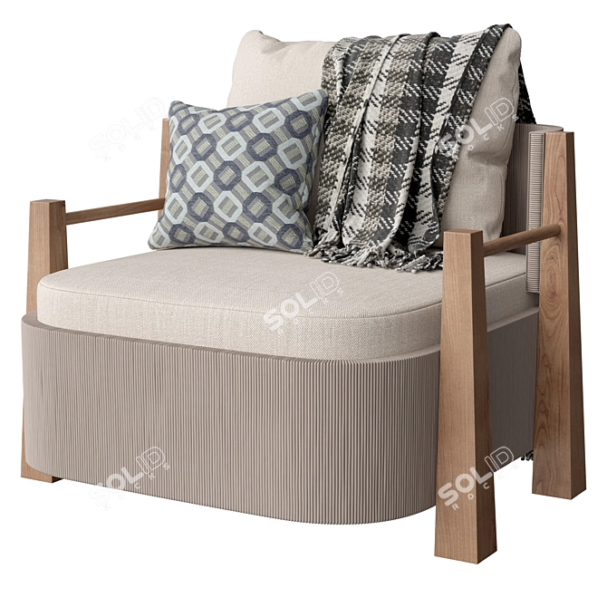 Mary& Minerva Teak Armchair Fabric 3D model image 1