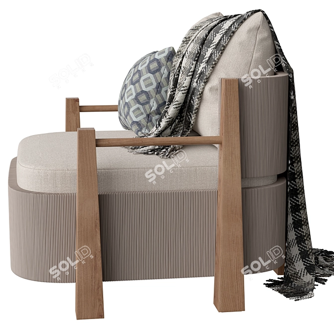 Mary& Minerva Teak Armchair Fabric 3D model image 2